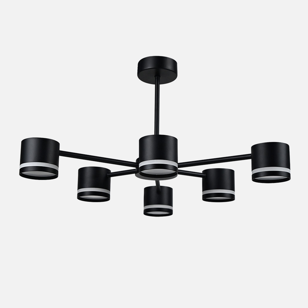 Lampara Ortiga 6 X Gx53 Negra 54w 4800lm Bombillas Incluidas 30x59x56cm