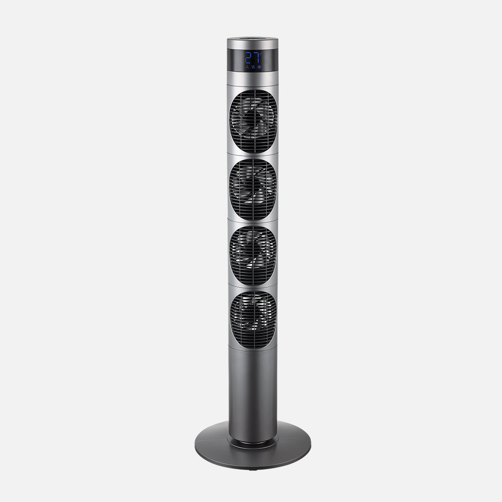 Ventilador Torre Mombuey Gris 3vel 25w 4ventiladores Dc Fijo Y Rotatorio,orientable,temporizador12h 117x34x34cm