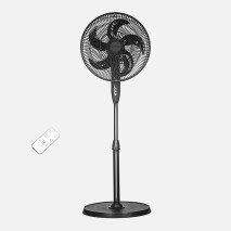 Ventilador De Pie Verdel Negro 3vel 50w 5asp Fijo/rotatorio C/remoto Y Temporizador Regx42x42cm