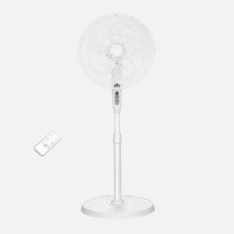 Ventilador De Pie Verdel Blanco 3vel 50w 5asp Fijo/rotatorio C/remoto Y Temporizador Regx42x42cm