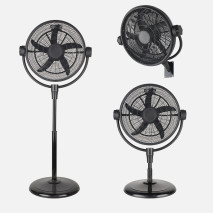 Ventilador Pie 3x1 Aifos Negro 3vel 90w 5aspas  Rotacion manual Suelo/pared/sobremesa Orientable Regx61x61cm 
