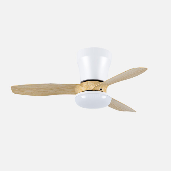 Ventilador Dc Cain 15w 1800lm Blanco/haya 3aspas 62d 300 0k-4200k-6500k Regulable Intensidad+Remoto+temporizador+memoria