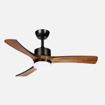 Ventilador Dc Hellin 18w Negro/roble 3aspas 6vel 106d Luz Opcional 2250l m3000-4500-6500k Remoto+memoria+temporizador