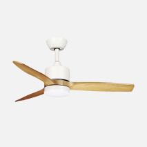 Ventilador Dc Montiel 18w Blanco/haya 3aspas 6vel 106d Luz Opcional 2250lm 3000-4500-6500k Remoto+memoria+temporizador