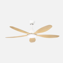 Ventilador Dc Tobarra 18w Blanco/haya 5aspas 6vel.132d  2250lm 3000-4500-6500k Remoto+memoria+temporizador