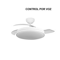 Ventilador Dc Parlatore 60w Blanco 3aspas Control X Voz 107d 6980lm 3col.remoto+reg.intensidad+temporizador+memoria