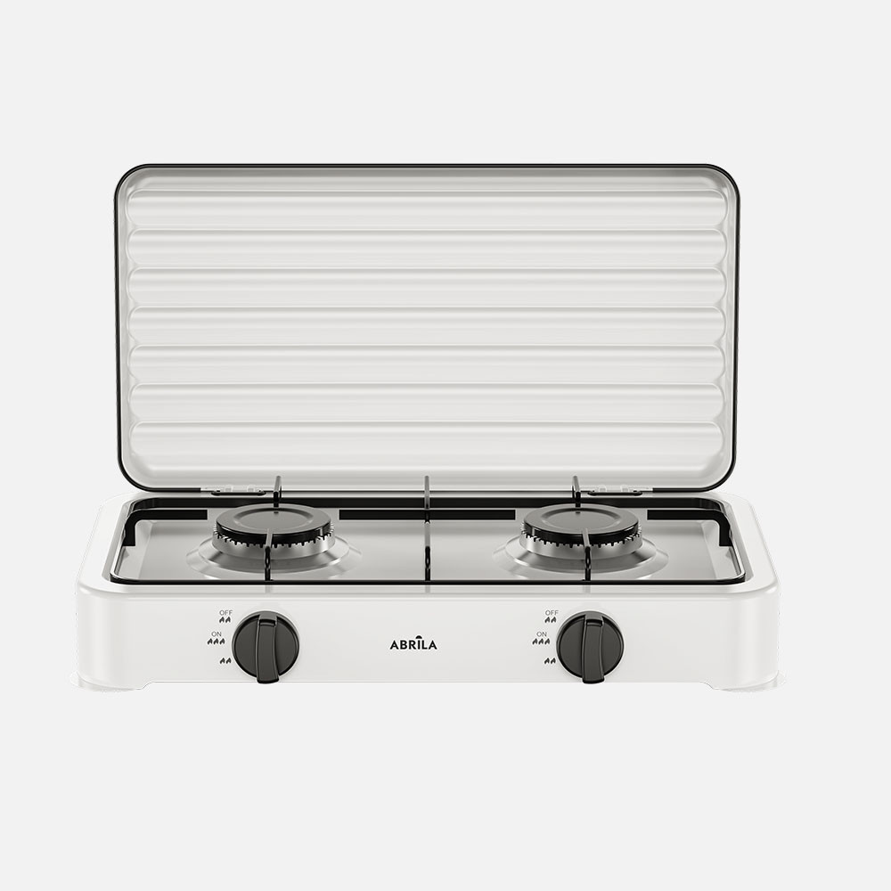 Cocina A Gas Butano Foster Blanca 4400w 2quemador Solo Exterior,tapa Protecc.reg.int.6,5x46,5x26cm