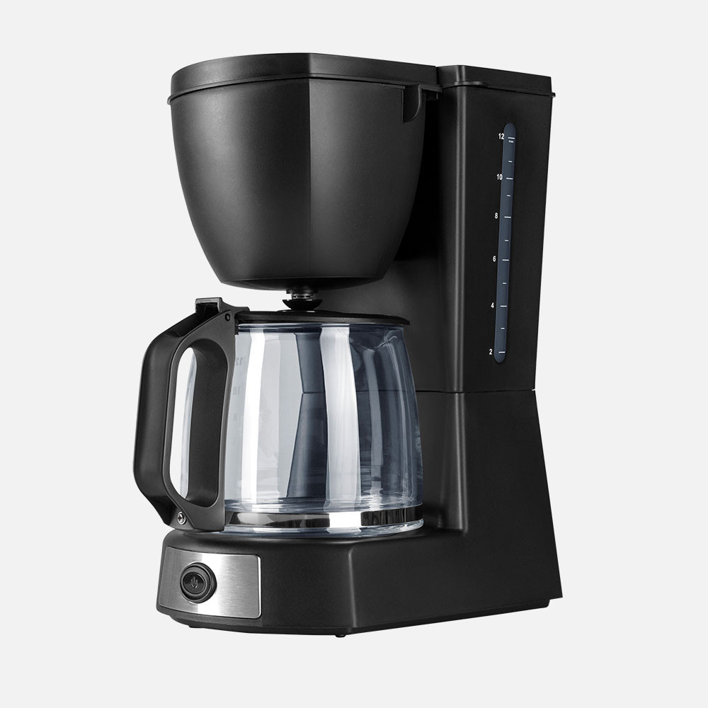Cafetera De Goteo Valkiria 12tazas Negro 680w Filtro Permanente Jarra Cristal 1,2l Placa Calorif. 29x18x22cm