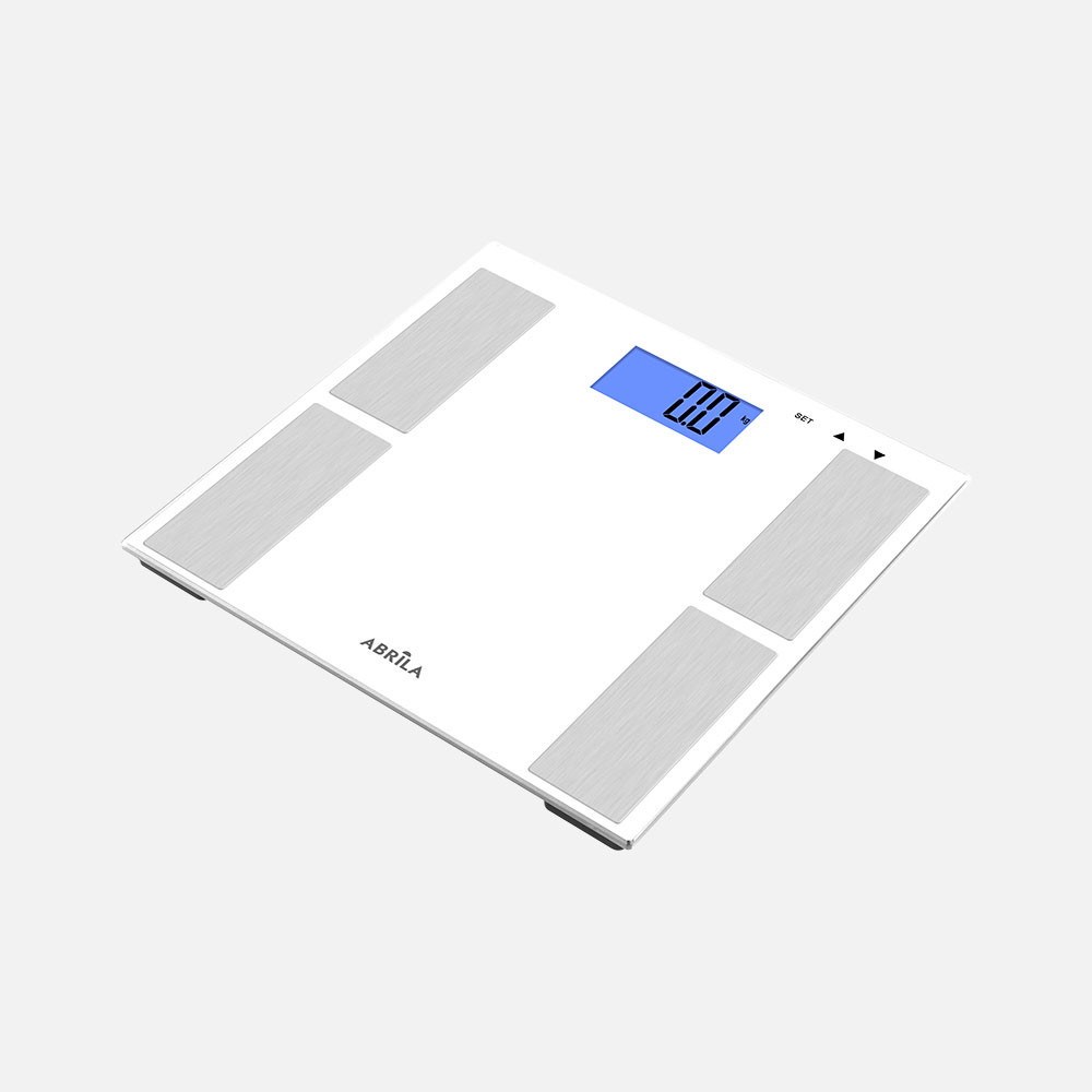 Bascula Baño Niyol Cap.150kg Blanco Vidrio Temp6mm Imc Display Analis.memoria10perfiles 2x30x30cm