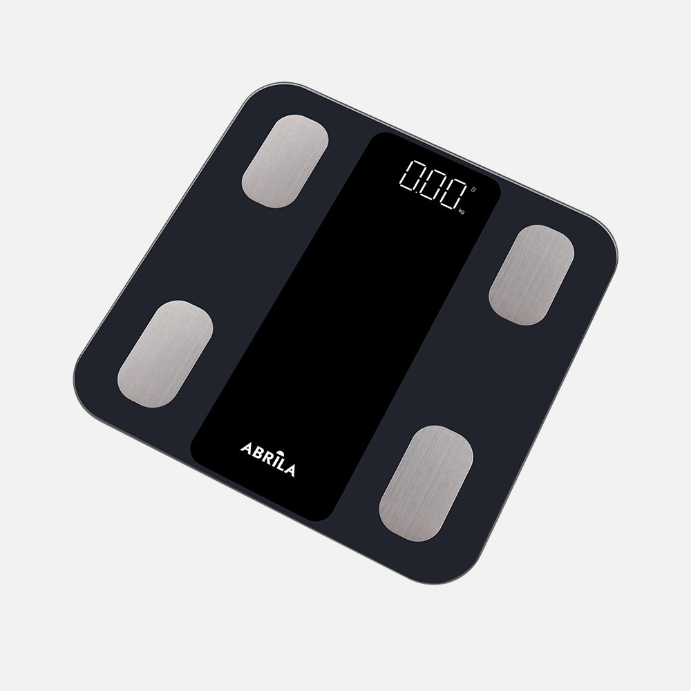 Bascula Baño Enola Cap.180kg Negro Vidrio Temp5mm Display Analis15datos Memoria Bluetooth 2,5x26x26cm