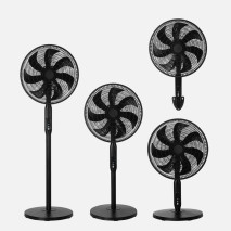 Ventilador Pie 3x1 Mixin Negro 3vel 60w 7aspas 45d  Fijo/rotatorio Suelo/pared/sobremesa Regx45x45cm