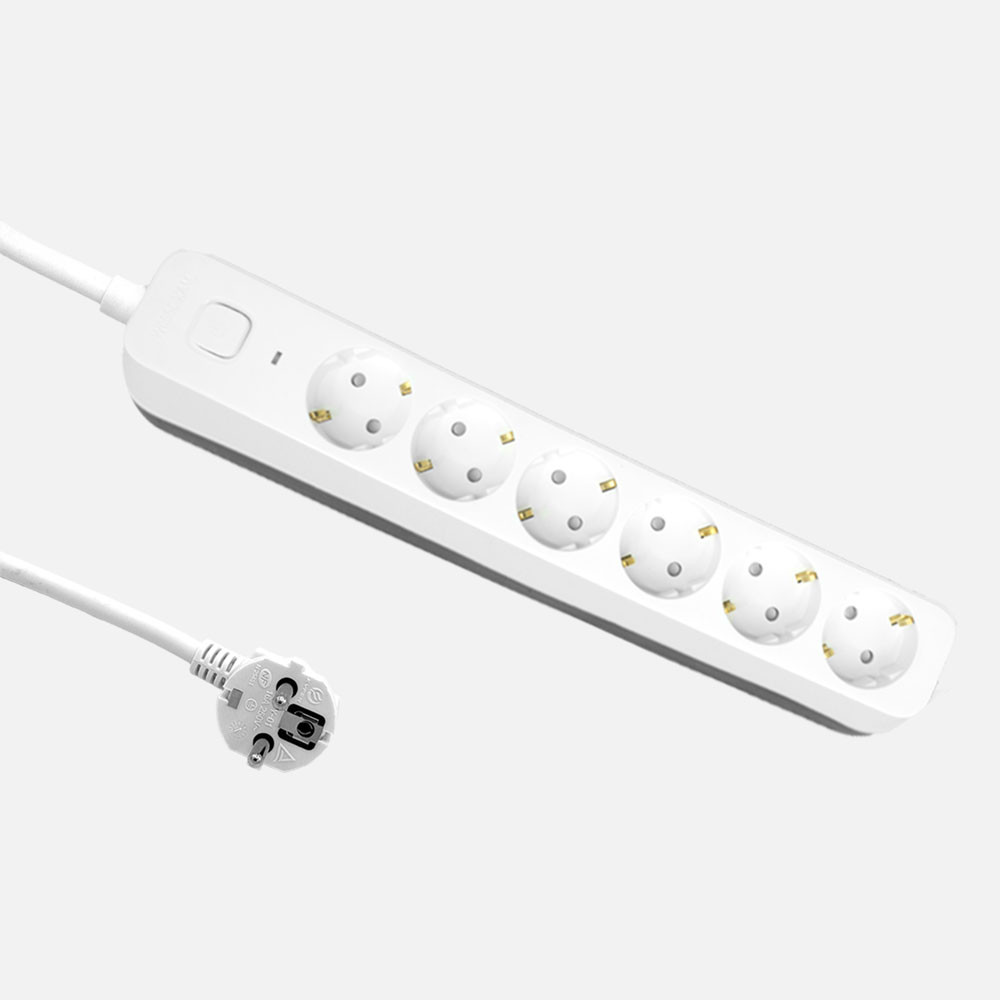 Alargadera Dalton C/cable 1,5m 3gx1,5mm Blanco/gris 6enchufes+interruptor,prtotecc.para Niños, Indicador Luminoso 4x5x34cm