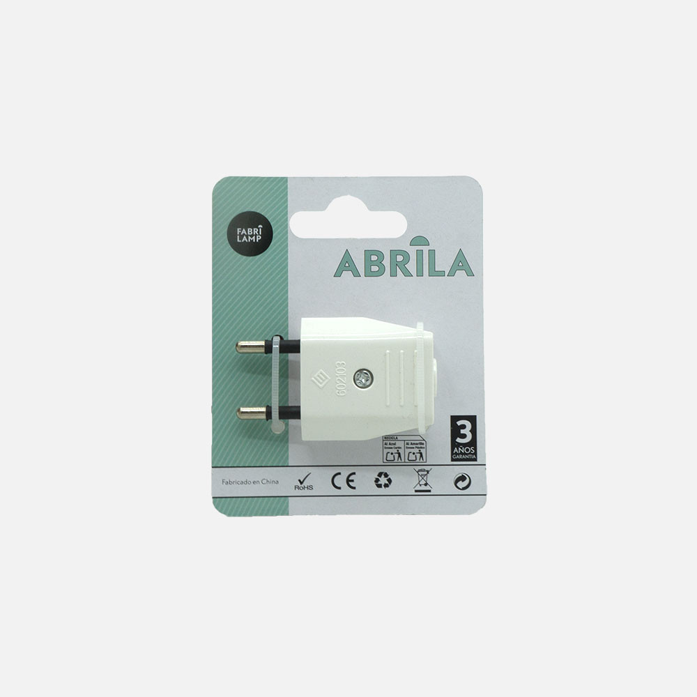 Eco Clavija Blister Mod5 2p+e 10a 230v Blanca 2x3,5x6cm