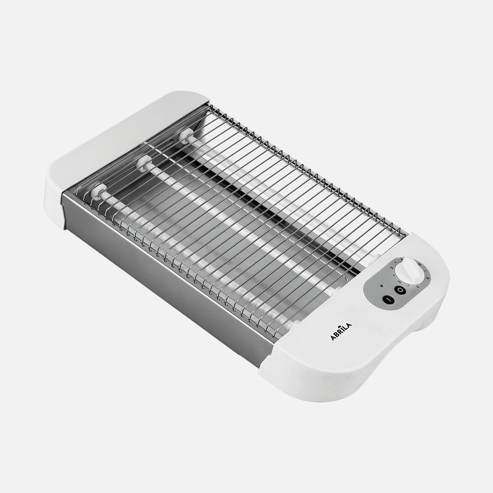 Tostador Horizontal Cueto 900w Blanca 3tubos Quarzo Temp. Bandeja Recogemigas,acero.inoxid.6,5x35,5x21cm