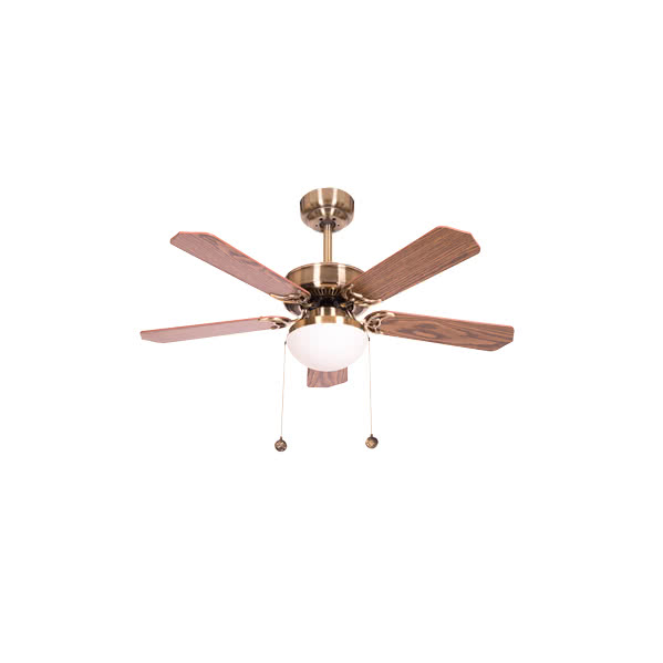 Ventilador Cuero Heracles 5 Aspas Cerezo/nogal 2xe27 107d