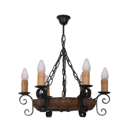 lampara Cedro Hexagonal 6xe27 Negro 65x52