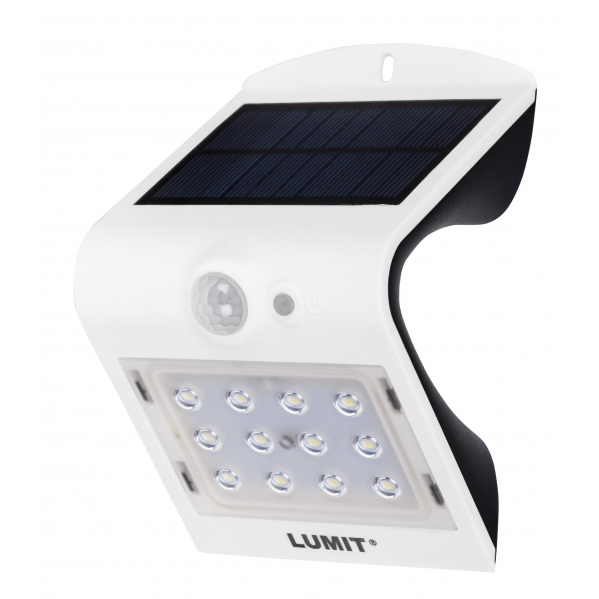 Aplique Solar 1,5w 4000k+6000k Solaris Blanc 220lm Ip65 Carga Solar Sensor Movil Y Luminic