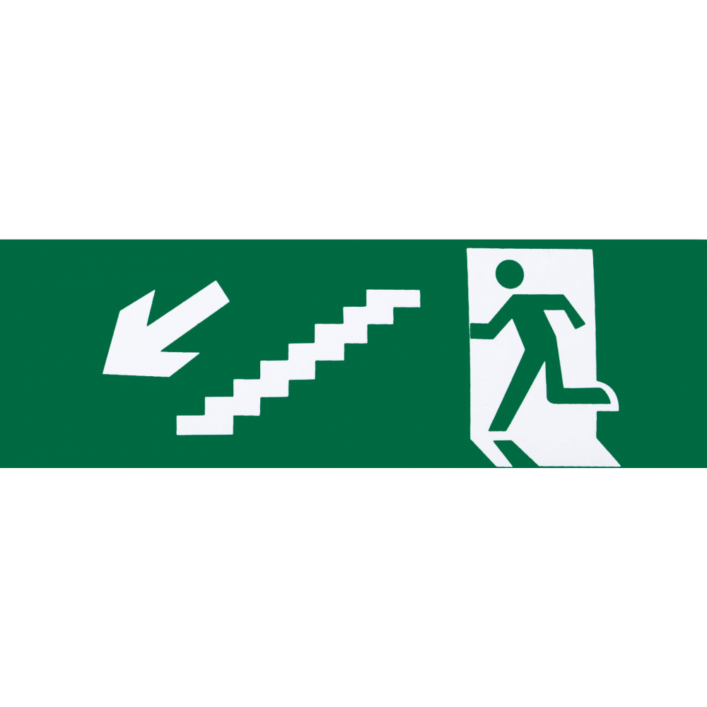 Adhesivo Salida Emergencia Escalera Izquierda Bajada 6,5x20 Cm