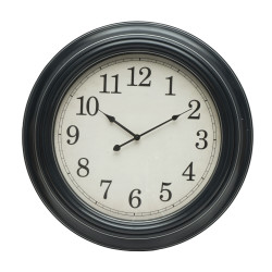 Reloj De Pared Iniko Negro/plata 61d Agujas Retro Gran Tamaño