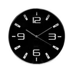 Reloj De Pared Aroa Plata/negro 30d  Movimiento Continuo