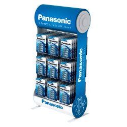 Blister de  Pilas y Expositor 9 ganchos Panasonic Everyday